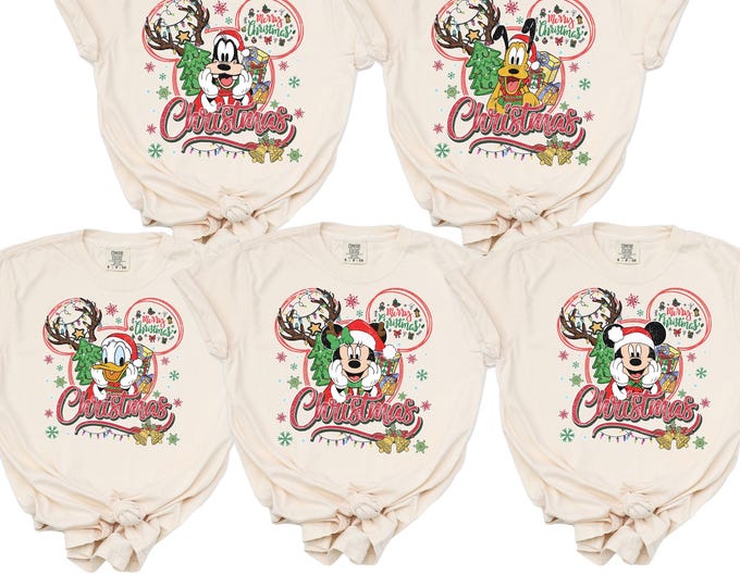 Vintage Disneyworld Christmas All Characters Shirt, Mickey And Friends Christmas Shirt, Disney Christmas Family Shirts, Disney Holiday Shirt