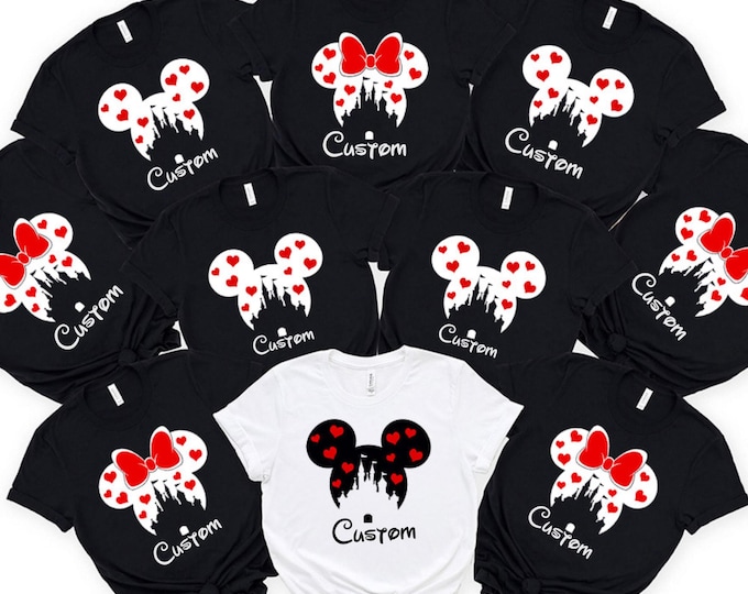 Matching Family Disney Shirts, Custom Disney Trip Tees, Mickey and Minnie Mouse Ears Family Shirts, Personalized Names Disney Shirts Gifts