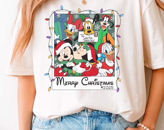 Retro Disney Santa Mickey And Friends Shirt, Mickey's Very Merry Christmas Party 2025 Shirt, Disneyland Vacation Family Matching Trip Shirt