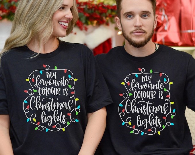 My favorite Color is Christmas Lights Sweatshirt, Christmas Shirt, Women Christmas Shirt, Christmas Family Shirt, Christmas Gifts, Christmas
