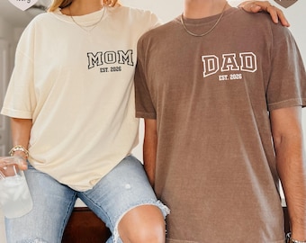 Chemises assorties pour papa et maman Comfort Colors®, chemise cadeau de Noël, t-shirt papa personnalisé, cadeau maman personnalisé, chemises papa maman, fête des mères