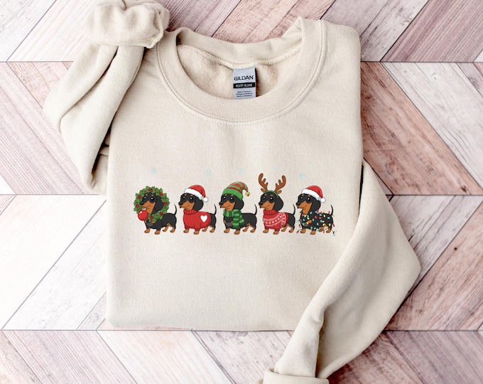 Dachshund Christmas Sweatshirt, Wiener Dog Holiday Shirt, Dog Lover Gift ,Holiday Sweater, Cute Christmas Dog Shirt, Funny Pet Lover Gift