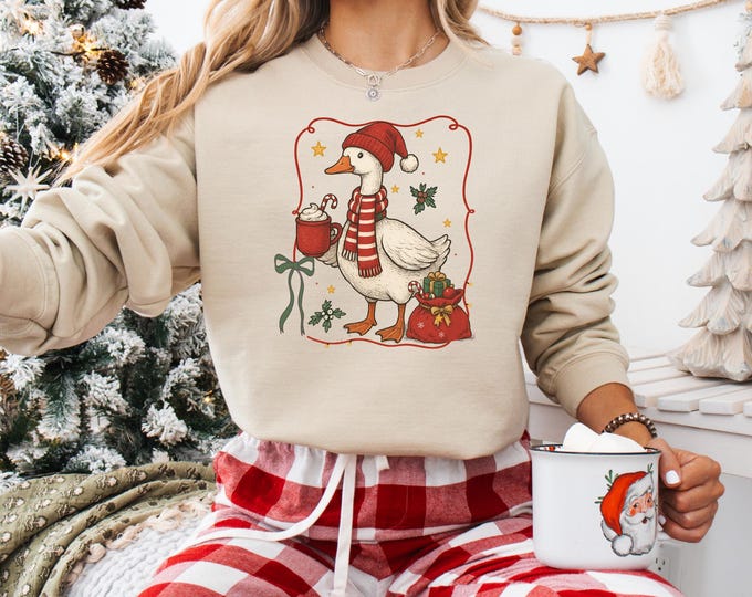 Coquette Goose Christmas Goose Shirt Duck Christmas Coffee Shirt Funny Christmas Sweatshirt Cute Holiday Shirt Xmas Gifts Christmas  2025