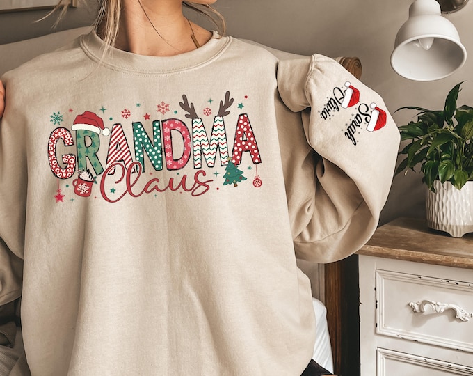 Grandma Claus Sweatshirt, Custom Grandma Shirt, Grammy Christmas Shirt, Granny Claus Shirt, Grandma Christmas Shirt, Grandma Christmas Tee