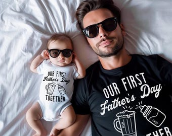 Unser erstes Vatertags-Shirt, das erste Mal Papa Geschenk, passender Vater und Kind T-Shirt, individuelles Vatertags-T-Shirt, neues Papa Sweatshirt