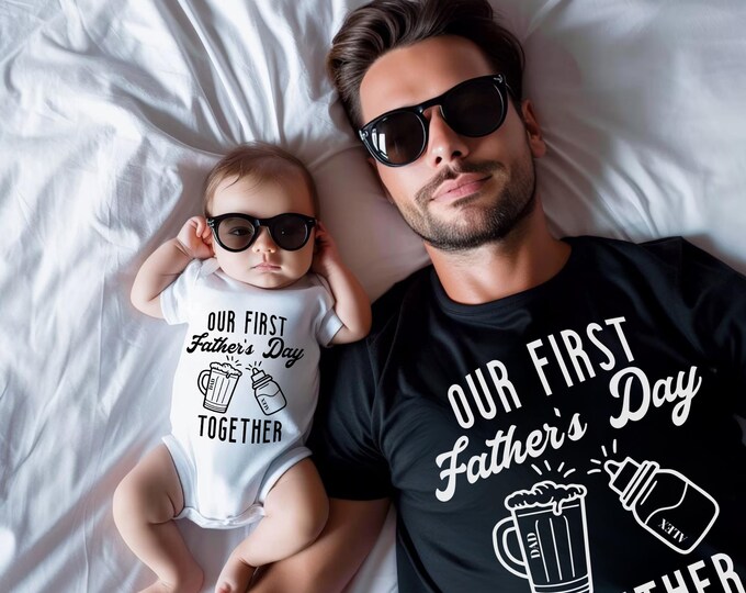 Our First Father's Day Shirt, First Time Dad Gift, Matching Dad and Kid T-Shirt, Custom 1st Father's Day Tee, New Daddy Sweatshirt