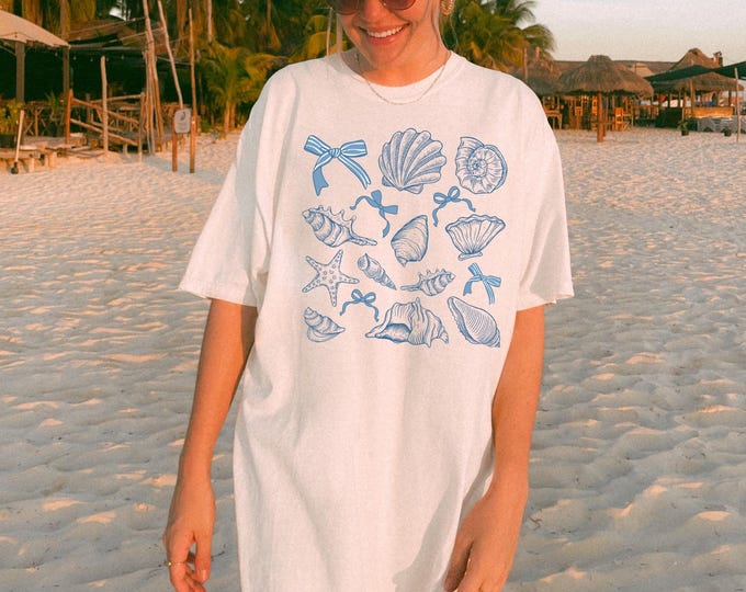 Comfort Colors® Sea Shells 90s Vintage Style Tshirt, Retro Y2k Ocean Shell Shirt, Sea Lovers Shirt, Summer Ocean Shirts, Cute Sea Animal Tee