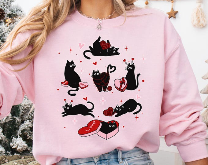 Valentine cute cats Shirt, valentine cat shirt, funny valentine Shirt , Black Cat Shirt, Meowy Valentines Cat Shirt, Cat Lover Shirt