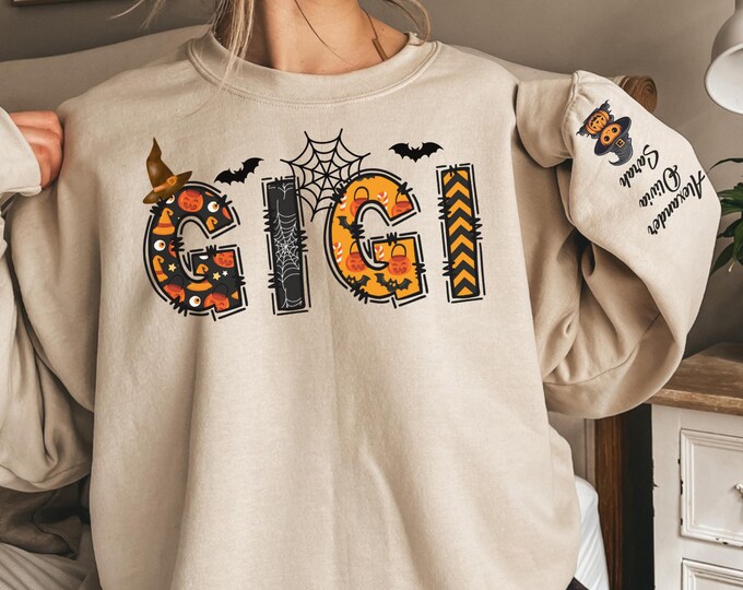 Personalized Halloween Gigi Sweatshirt,Spooky Gigi Shirt,Gift for Mom, Spooky Gigi Sweatshirt, Halloween Shirt For Mom,Custom Name Halloween