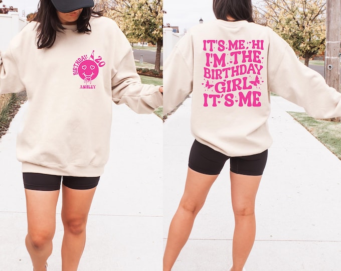 Personalized It's me Hi I'm the Birthday Girl It's Me Shirt, Custom Birthday Name Age Hoodie, It's me Hi T-Shirt,Personalized Birthday Shirt