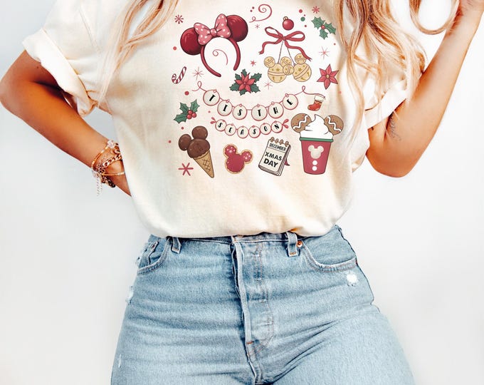 Comfort Color® Disney Christmas Mickey Ear Shirt Disney Christmas tee Disney Xmas Kids Shirt Disney Holiday Trip Disney Christmas Shirt
