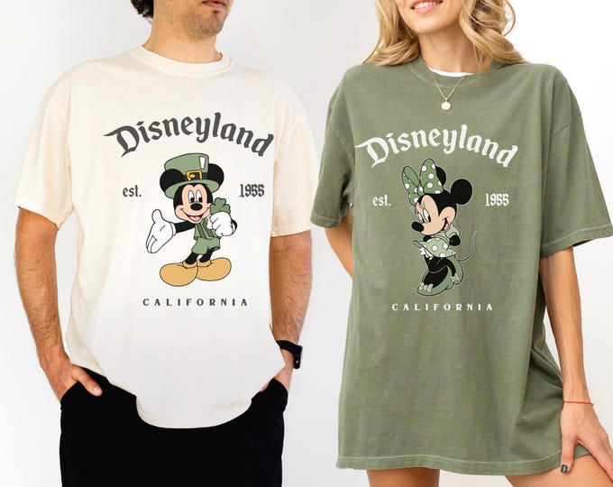 Disney St Patrick's Day Couple Tee, Comfort Colors Mickey St. Patrick's Day Shirt, Minnie St Patrick's Lucky Vibes Shirt, Irish T-shirt