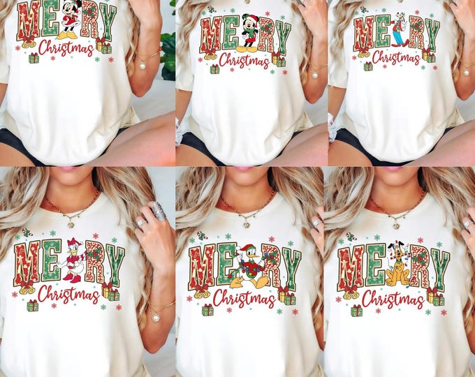 Custom Disney Family Christmas Shirt, Matching Christmas Tees, Personalized Disney Character Christmas Shirt, 2025 Mickey’s Very Merry Shirt