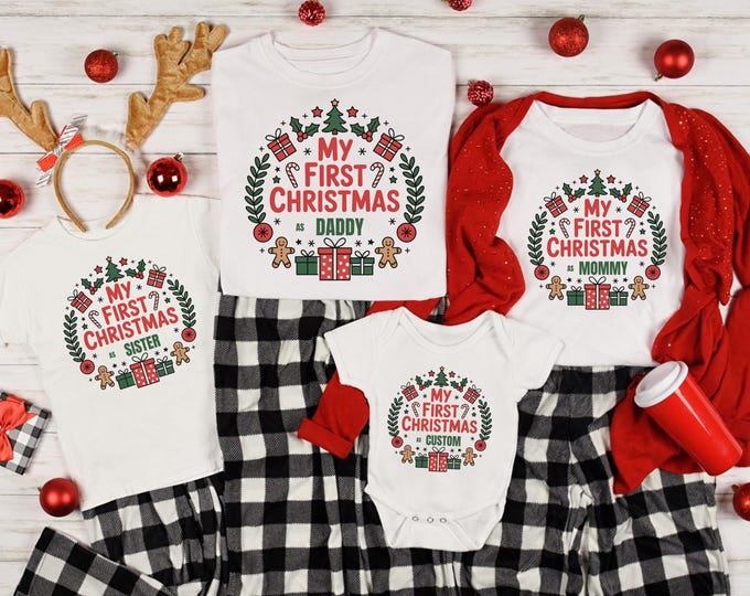 First Christmas of Family Shirt, First Christmas As Mommy, Personalized First Christmas Family Matching Shirt, My First Christmas Shirt