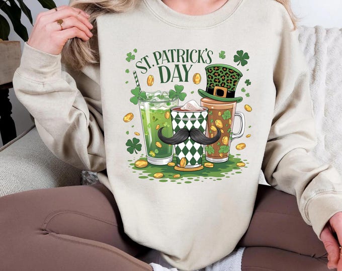 St Patrick's Day Coffee Sweatshirt, Shamrock Irish Shirt, Coffee Lover Shirt, St Patricks Day Shirt, Coffee TShirt, St Patricks Coffee Shirt