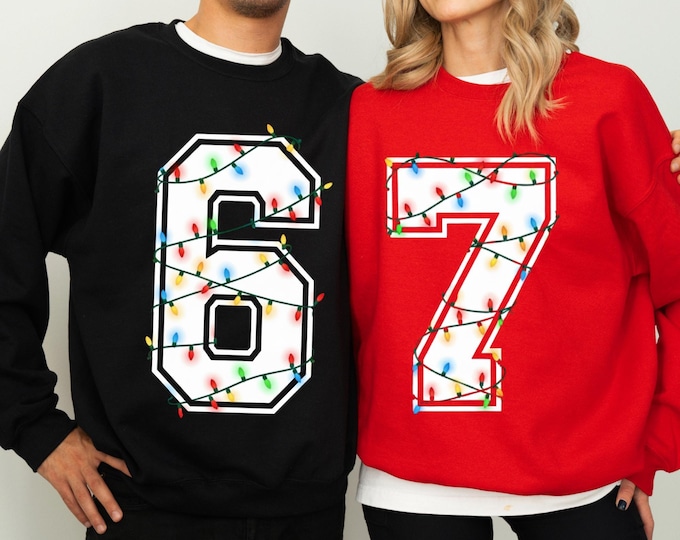 6 7 Christmas Shirt, Six Seven Meme Family Christmas Shirt, Funny 6-7 Xmas Shirt, Santa Hat 67 Matching Holiday Tee, Gen Z Gen Alpha Humor