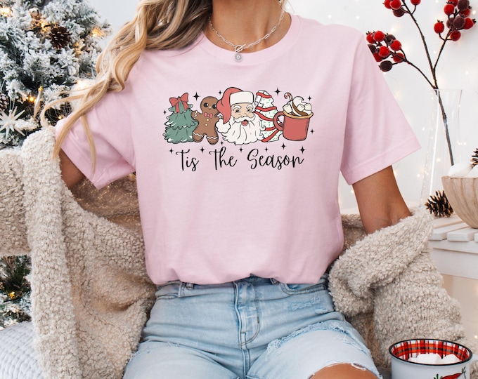 Tis the Season Collage Shirt, Tis the Season Tee, Women's Holiday Tshirt, Festive Holiday Party Tee, Trendy Christmas Shirt, Gift for Her