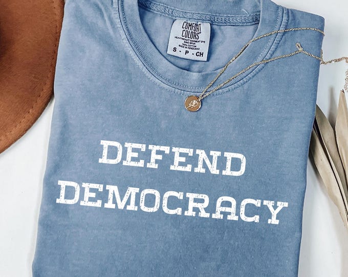 Comfort Colors® Defend Democracy Shirt, Anti Trump Shirt, Resist Shirt, Anti Fascism Shirt, No Kings In America Shirt, Fight Oligarchy Tee