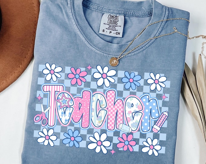 Back to school shirt, Teacher shirt, Grand millennial shirt, pink floral pennant back to school shirt, comfort colors teach shirt,