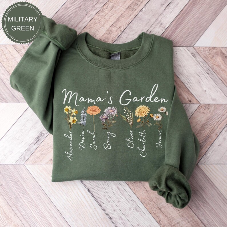 Grandma's Garden Sweatshirt,Custom Birthflower Sweatshirt,Gift for Grandma,LoveGrows Here,Mom's Garden,Grandma's Garden Tee,Christmas Gifts image 13