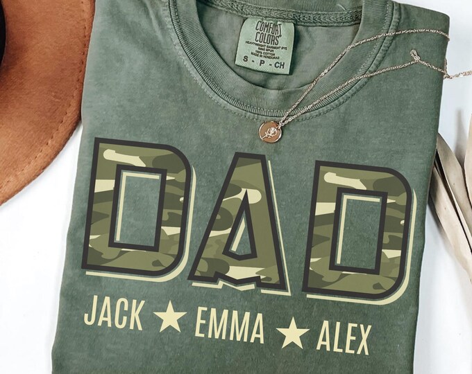 Comfort Colors® Custom Dad Shirt, Cute Fathers Day Gift, Christmas Gift For Dad, New Dad Shirt, Custom Dad Est Shirt, Gift for Grandpa