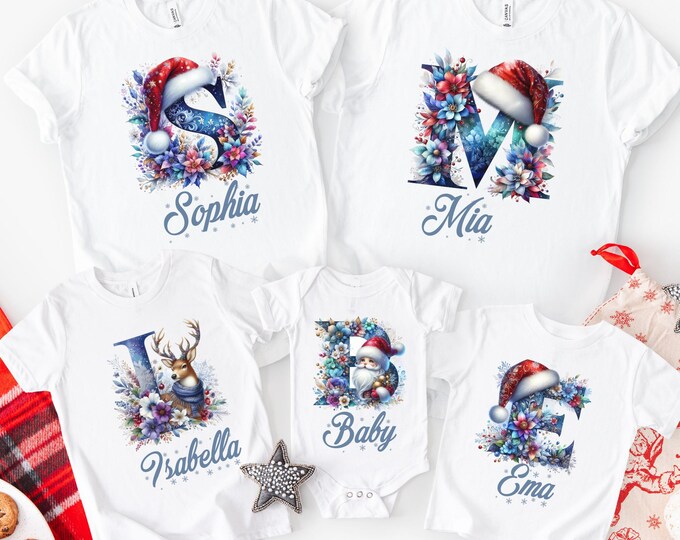 Family Christmas Name Shirt,Monogrammed Family Christmas Shirt,Personalized Christmas Family T-shirt,Custom Christmas Shirt With Name,Group,