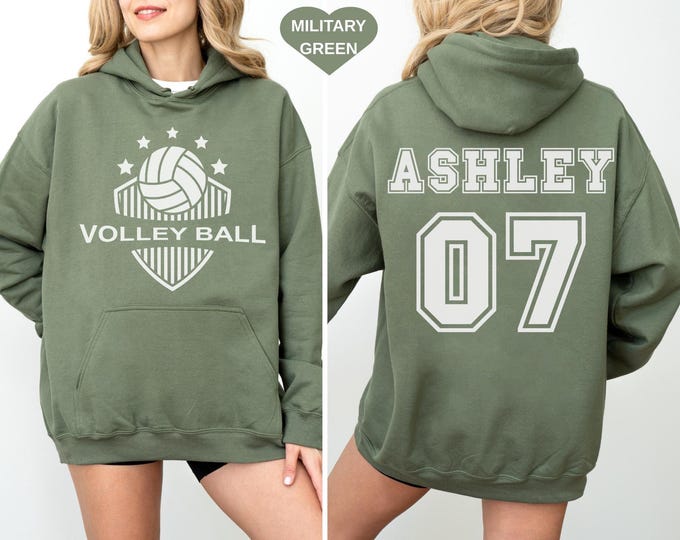 Custom Volleyball Sports Team T-Shirt with Your Text and Number, S-5XL, Custom Sport T-Shirt, Personalized Front and Back Team Fan Tee Gift