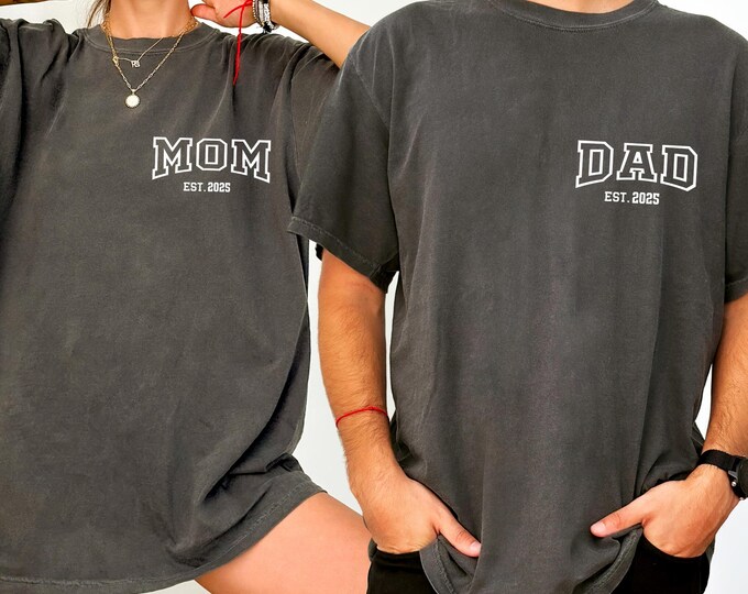 Comfort Colors® Matching Mom And Dad Shirts, Christmas gift Shirt, Personalized Dad Tshirt, Custom Mom Gift, Mom Dad Shirts, Mother's Day