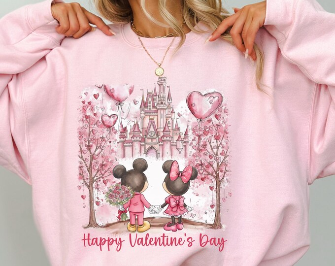 Retro Disneyworld Mickey Minnie Valentine Shirt, Happy Valentine's Day Disneyland Valentine Couple Tee, Honeymoon Shirt, Disney Lover Tee