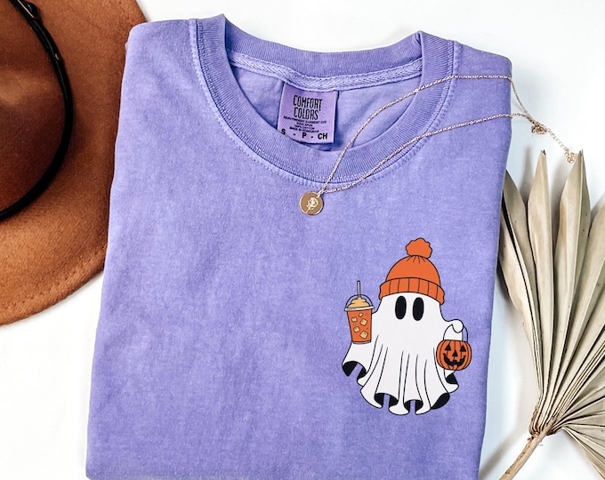 Comfort Colors® Cute Ghost Shirt, Cute Ghost Tshirt, Trendy Fall Season Shirt, Spooky Season Shirt, Funny Pumpkin Shirt, Funny fall shirt