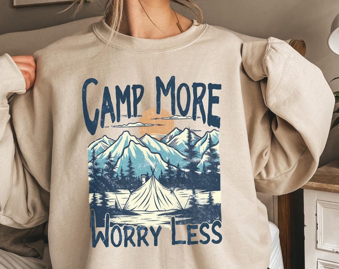 Camp More Worry Less Shirt,Camping Tshirt,Camp Walden Shirt,Parent Trap Shirt, Bachelorette Camp Party,Bachelorette Theme,Nature Lover Gifts