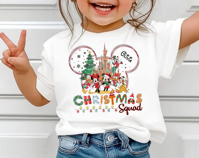 2025 Disney Christmas Shirt, Personalized Disney Christmas Shirt,Matching Disney Christmas Family Shirt, Custom Disney Christmas Squad Shirt