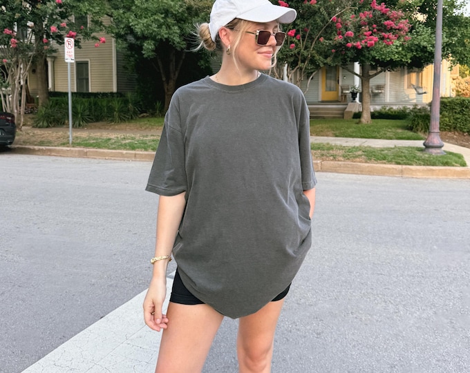 Blank Comfort Colors Shirts %100 Cotton Trendy Soft Vintage Colored Washed T-Shirts Blank Tee For Woman and Men