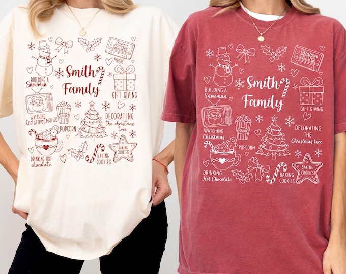 Custom Family Christmas Shirts, Comfort Colors Matching Family Christmas Tshirts, Personalized Name Christmas Shirt, Christmas Family Gift
