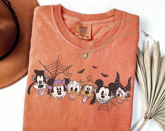 Disney Mickey Friends Halloween Comfort Colors Shirt, Mickey and Friends Ghost Shirt, Retro Mickey Spooky Sweatshirt, Disney Halloween Tees