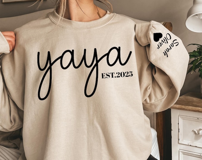 Personalized Yaya Shirt, Custom Yaya T-Shirt Gift for Mother's Day Yaya Tee Grandkid's Names Mother's Day Gift for Yaya Christmas Gifts
