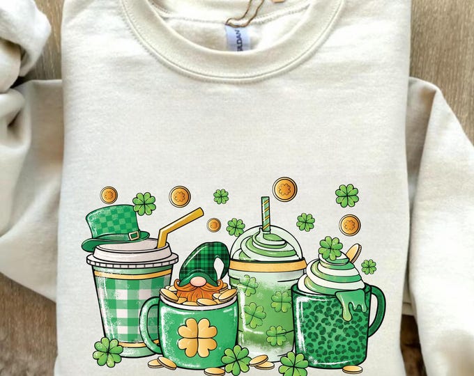 St Patrick's Day Coffee Sweatshirt, Shamrock Irish Shirt, Coffee Lover Shirt, St Patricks Day Shirt, Coffee TShirt, St Patricks Coffee Shirt