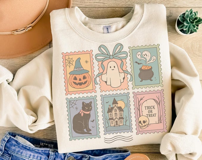Halloween Stamp Shirt, Spooky Season Shirt, Halloween Tee, Halloween Aesthetic Shirt, Fall Shirts, Perfect for October and Autumn vibes