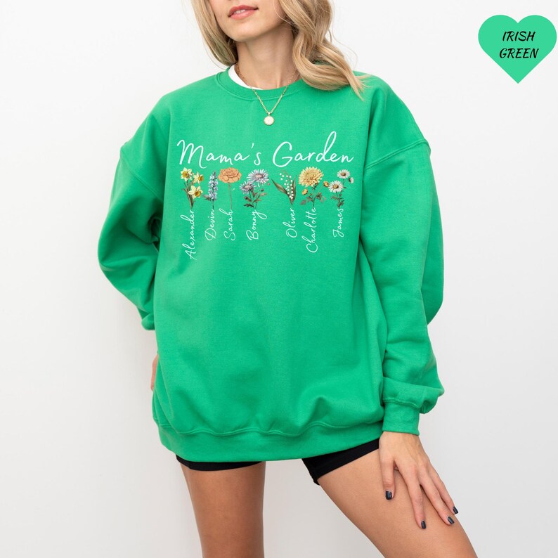 Grandma's Garden Sweatshirt,Custom Birthflower Sweatshirt,Gift for Grandma,LoveGrows Here,Mom's Garden,Grandma's Garden Tee,Christmas Gifts image 6