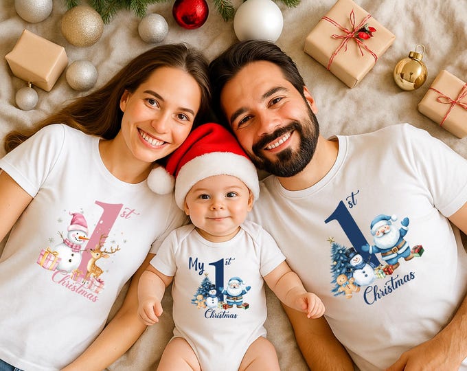 My First Christmas Shirt, First Christmas Mom Tee, First Christmas Dad Shirt, 1st Christmas Matching Family Shirt, Custom Family Christmas