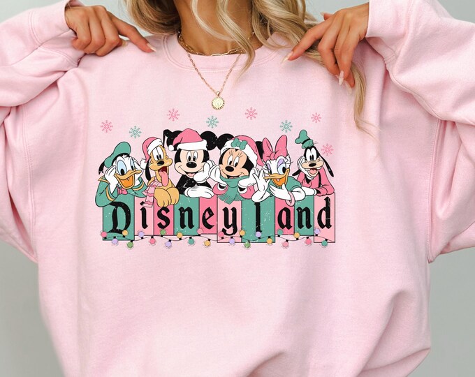 Mickey And Friends Christmas Sweatshirt, Disney Pink Christmas Shirt, Disney Xmas Matching Tee, Christmas Party T-Shirt, Merry Christmas Tee