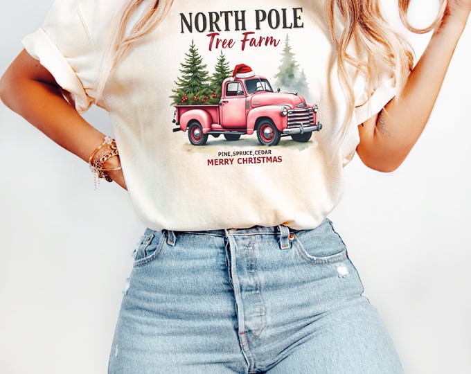 North Pole Christmas Sweatshirt, North Pole Christmas Tree Farm, Retro North Pole Christmas Shirt, Christmas Tree Shirt,Christmas Sweatshirt