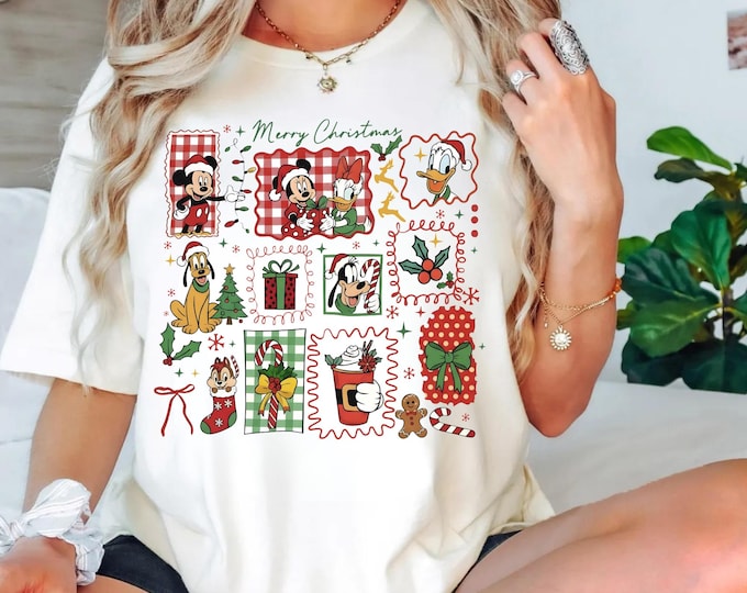 Retro Disney Santa Mickey And Friends Shirt, Mickey's Very Merry Christmas Party 2025 Shirt, Disneyland Vacation Family Matching Trip Shirt