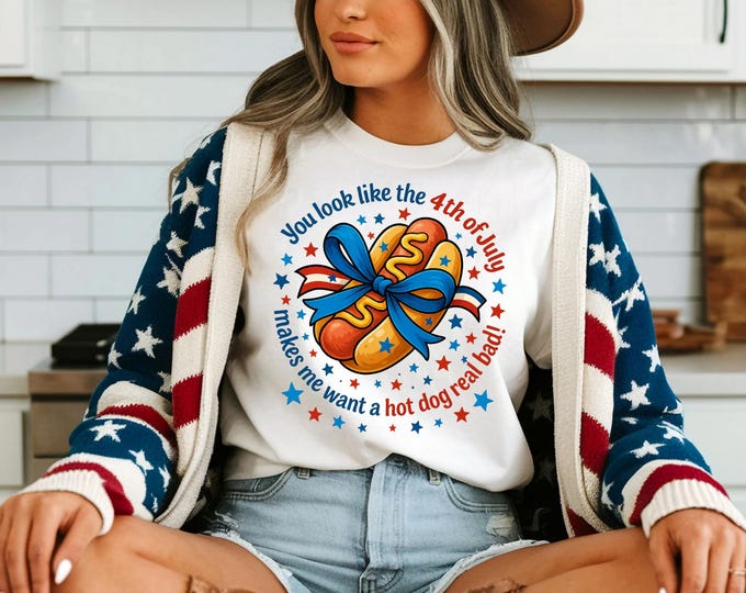 Hot Dog USA T-shirt, Hot Dog Lover Shirt, You Look Like The 4th Of July Sweatshirt, Funny Patriotic Gift, Independence Day Crewneck