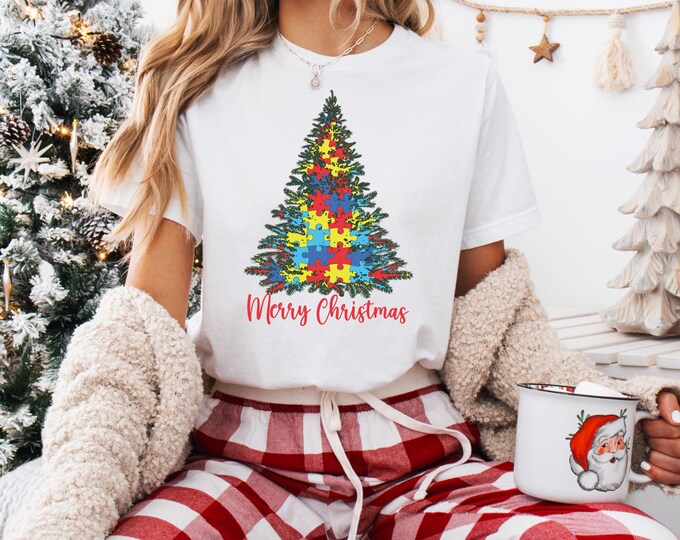 Autism Christmas Shirt, Autism Christmas Tree Shirt, Autism Awareness Christmas Gift, Autism Awareness Shirt