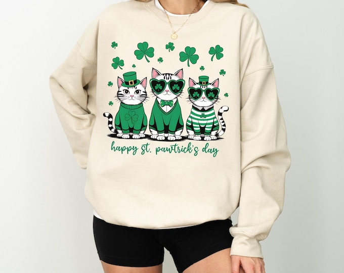 St. Patrick's Day Cat's Shirt, Irish Cat Shirt, Shamrock Cat Shirt, Lucky Shamrock Cat Shirt, Cat Lover St. Patrick's Day, Lucky Cat T-shirt