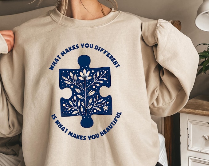 What Makes You Different Is What Makes You Beautiful Sweater, Autism Mom Sweatshirt, Autism Acceptance, Autism Awareness Gift,Autism Sweater