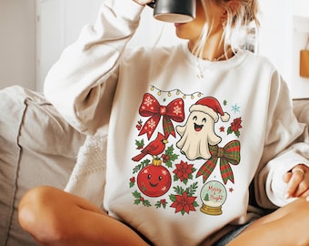 Ghost Santa kersttrui, kerstspookcadeau, vakantiecadeau, kerstcadeau, kerstsweater, Halloween-spooksweater