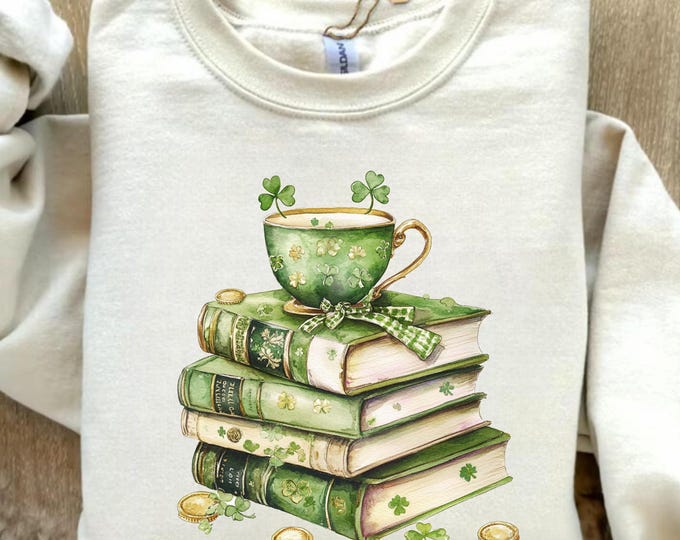 St Patrick's Books T-Shirt, Sain Patrick's Bookish shirt, Lucky Books Shirt, Shamrock Bookworm Shirt, Irish Gifts For Book Lovers