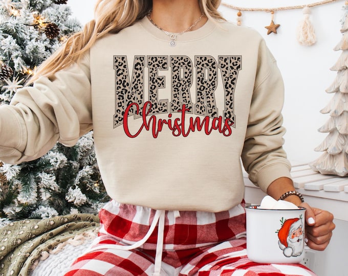 Merry Christmas Sweatshirt, Christmas Shirts, Cute Winter Sweater, Christmas Shirt for Women, Christmas Crewneck Sweatshirt, Holiday Sweater